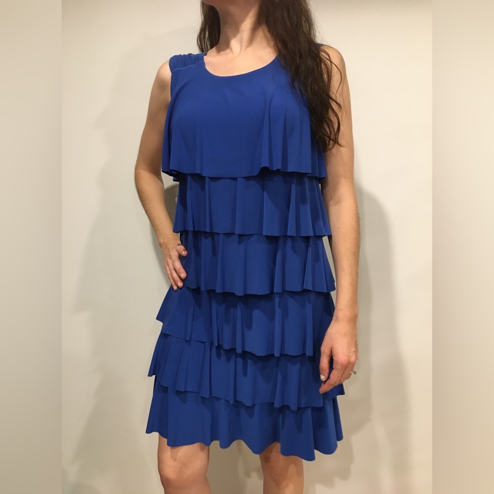 Blue Tiered Ruffle Dress